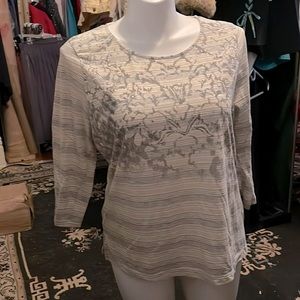 NWOT- Material W/Tiniest Silver/Gold Thread HorizontalTiny lines Grey/Gold/Blue